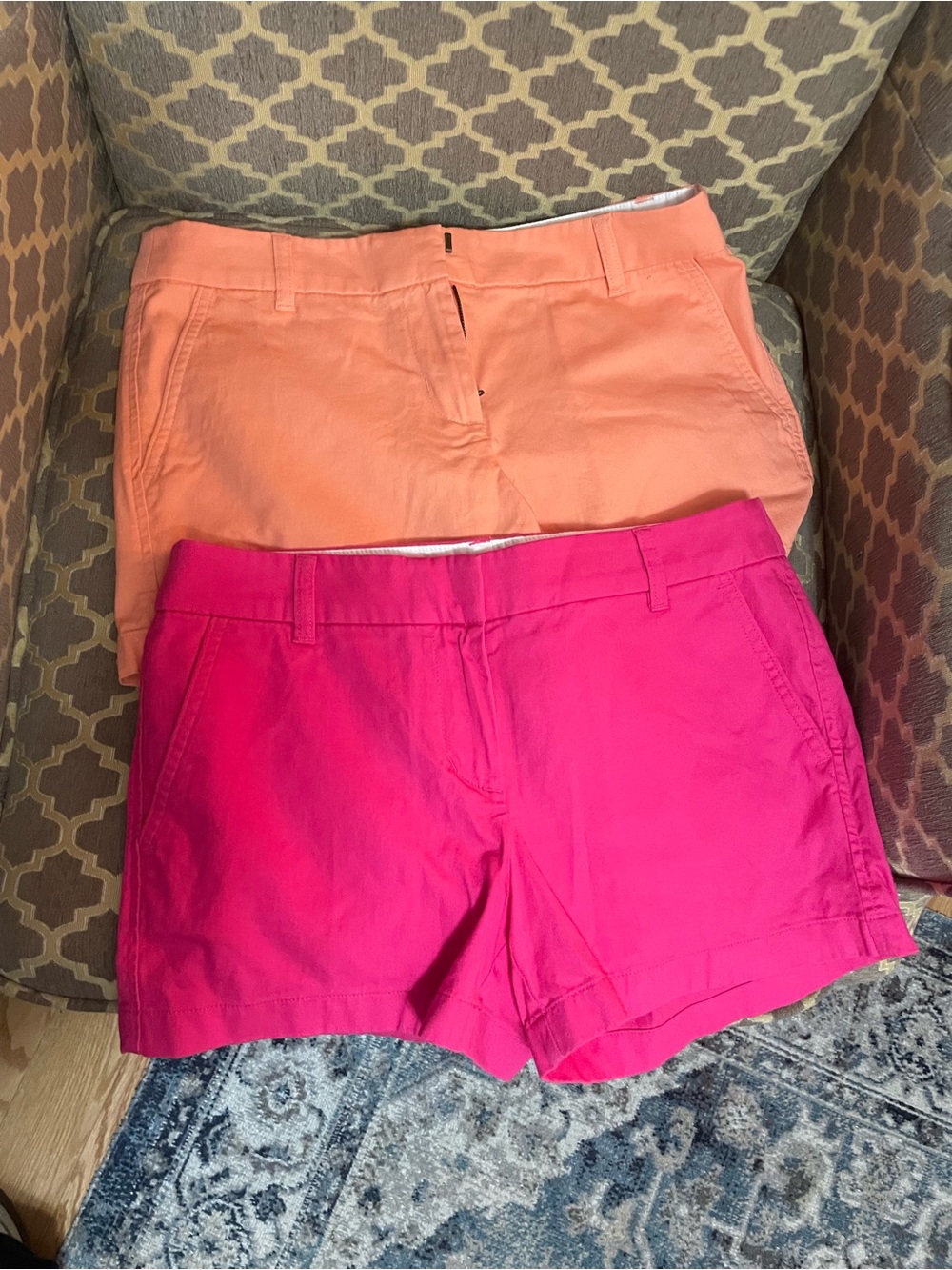 J. Crew Factory Pink and Coral Cotton Bermuda Shorts